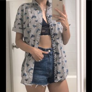 Shark print button up